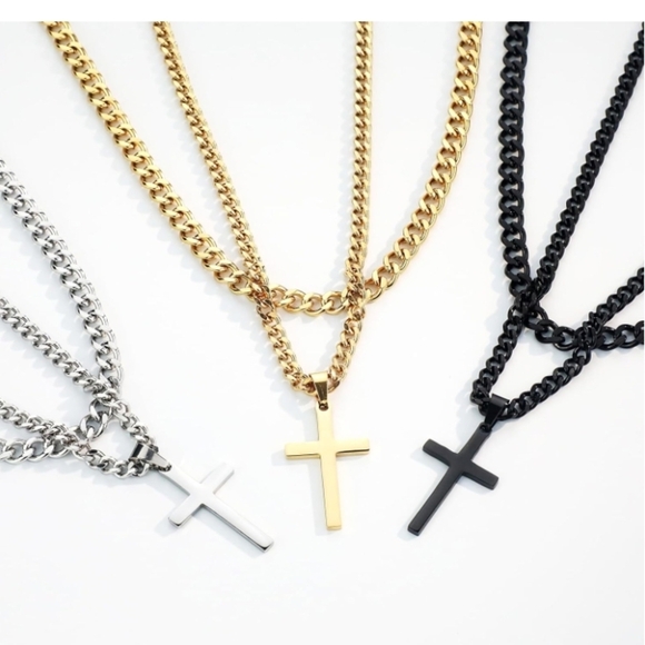 Black Cross Pendant Necklace - Picture 5 of 6